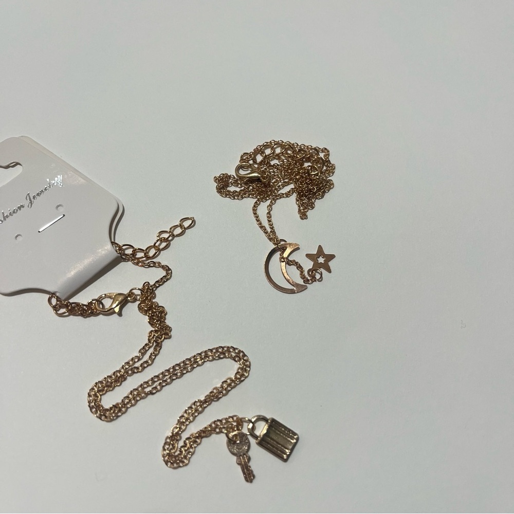 Gold Moon and Star Necklace